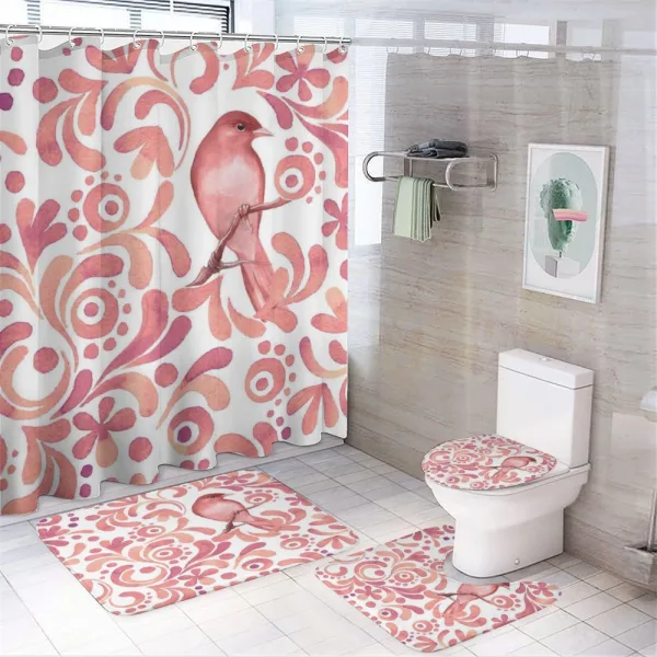 Salmon Colored Pattern on a shower curtain