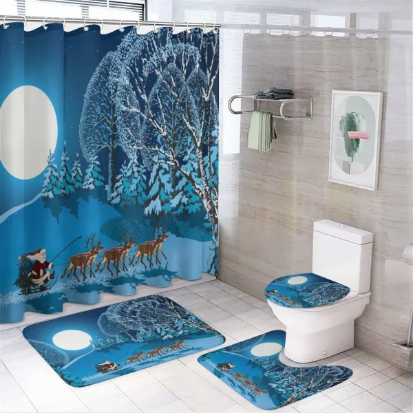 Santa Winter Forest on a shower curtain