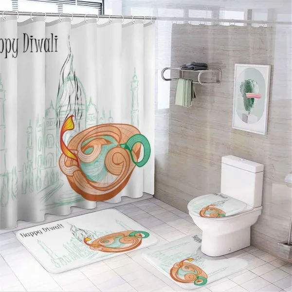 Sketchy Diwali on a shower curtain