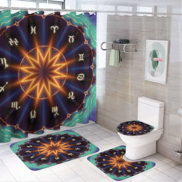 Sun Zodiac Wheel on a shower curtain