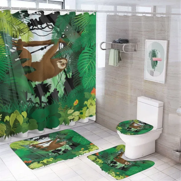 Vibrant Rainforest Plants on a shower curtain