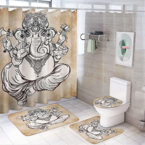 Vintage Grunge Elephant Motif on a shower curtain