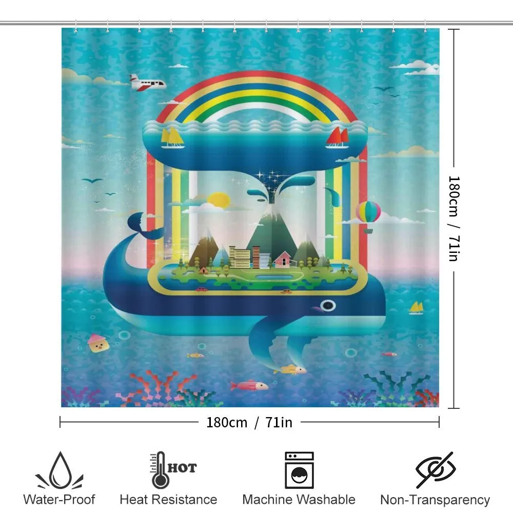 Whale Rainbow Ocean Art — Detail 2