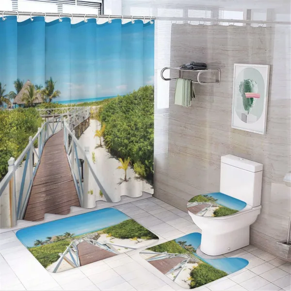 Wooden Walkway Exotic on a shower curtain