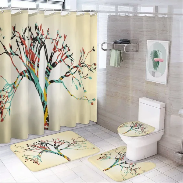 Abstract Colorful Tree on a shower curtain