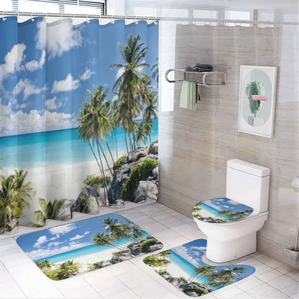 Barbados Beach Ocean on a shower curtain
