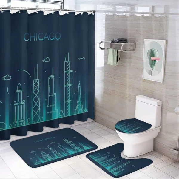 Blue Panorama on a shower curtain