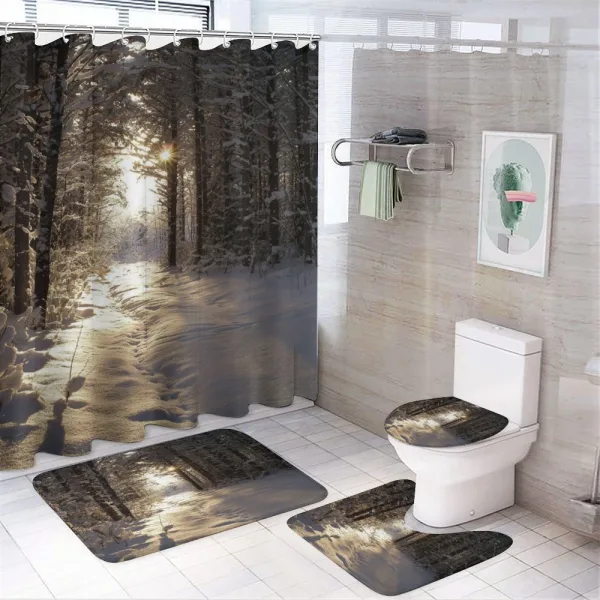 Christmas Snow Forest on a shower curtain