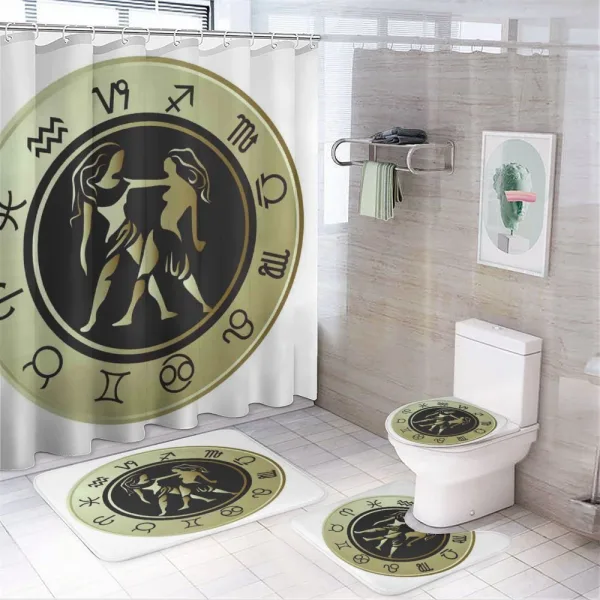 Circle and Twins on a shower curtain
