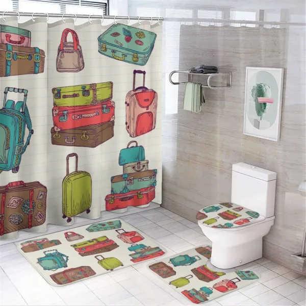 Colorful Suitcases on a shower curtain