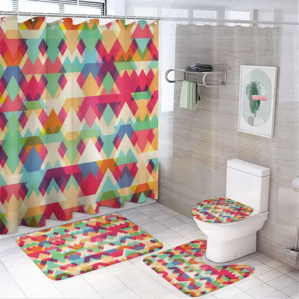 Colorful Triangles on a shower curtain