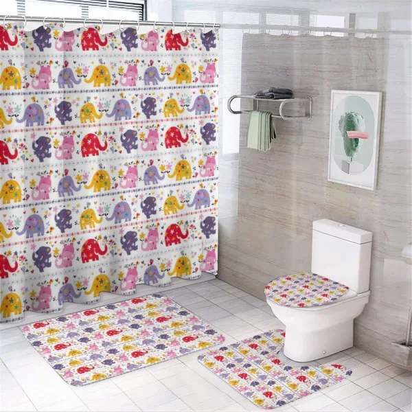 Dancing Floral Elephants on a shower curtain