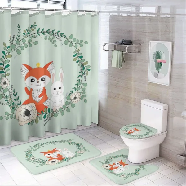 Friends Fox Rabbit on a shower curtain