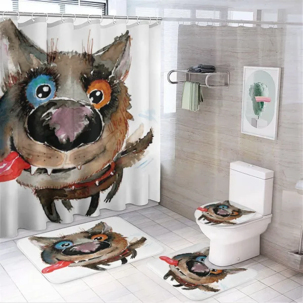 Funny Dog Puppy on a shower curtain