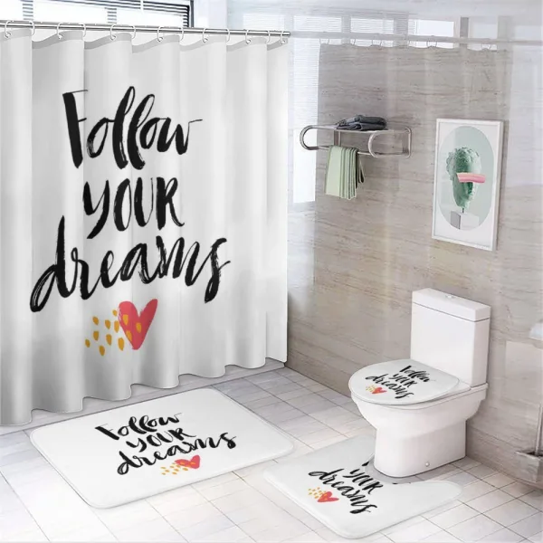 Hand Drawn Brush Lettering on a shower curtain