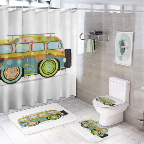 Hippie Campervan on a shower curtain
