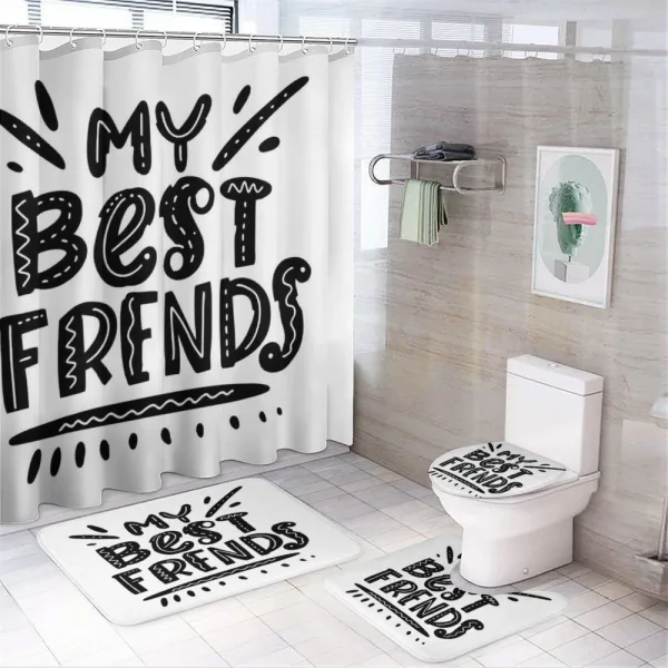 Monochrome Love Sign on a shower curtain