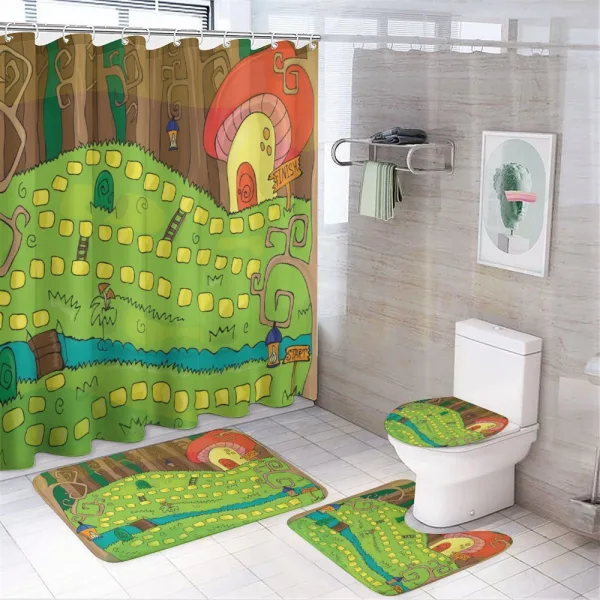 Mushroom House on a shower curtain