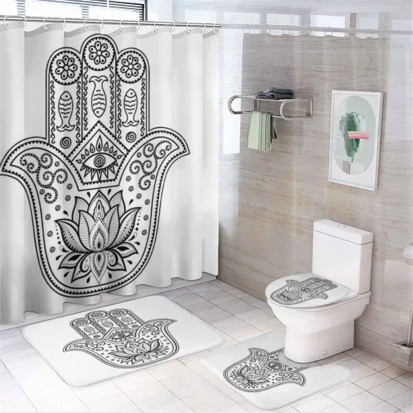 Oriental Lotus and Fish on a shower curtain