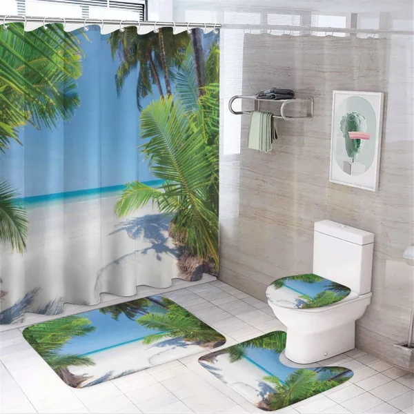 Palm Leaf Tropical Beach on a shower curtain