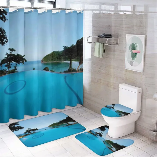 Pool Tropical Island on a shower curtain