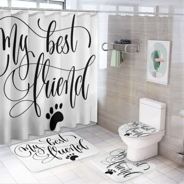 Positive Paws Words on a shower curtain