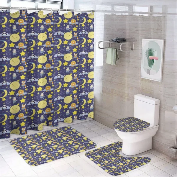 Sleeping Animals Cartoon on a shower curtain