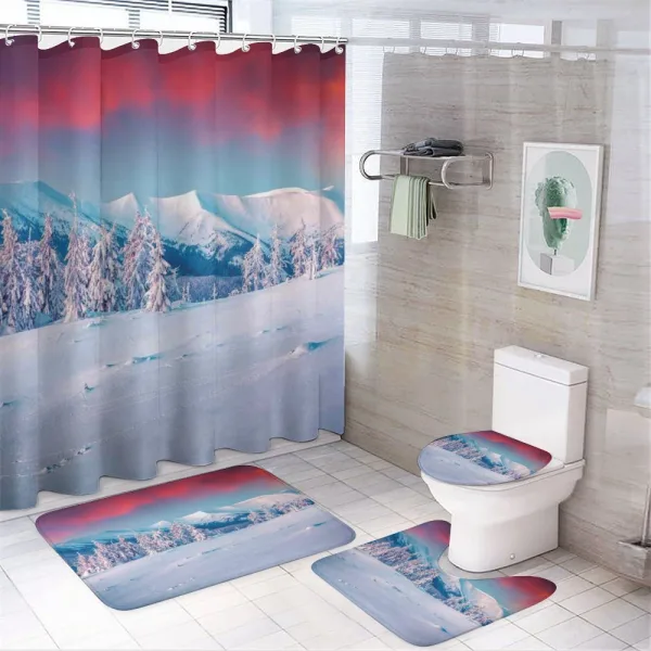Sunset Snowy Winter on a shower curtain