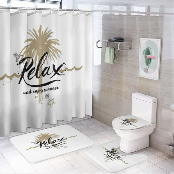 Tropical Enjoy Summer Text on a shower curtain