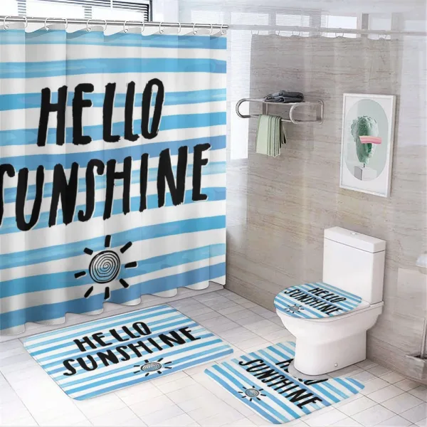 Typographic Stripes on a shower curtain