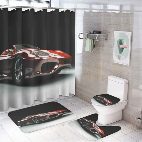 Automotive Industry Theme on a shower curtain