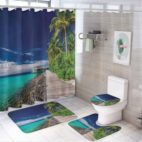 Beach Palm Trees Sky on a shower curtain