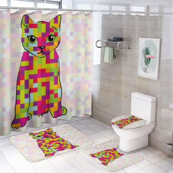 Cat Digital Colors on a shower curtain