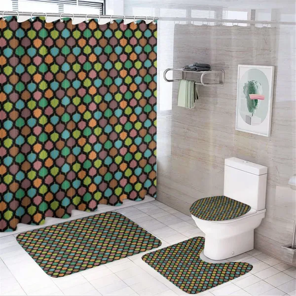 Colorful Leaf Designs on a shower curtain