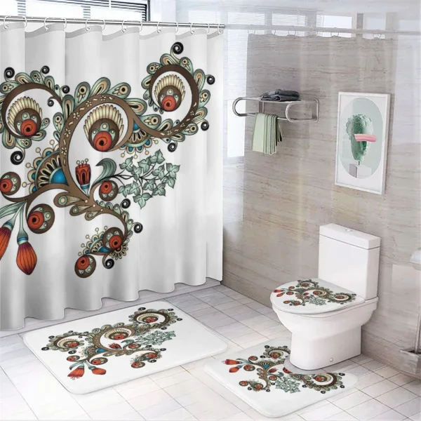 Doodle Floral Pattern on a shower curtain