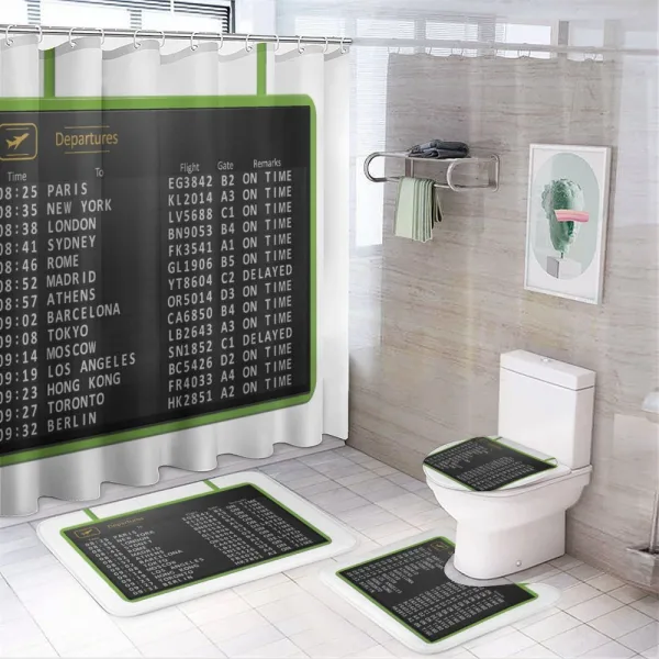 Flight List Departure Board on a shower curtain