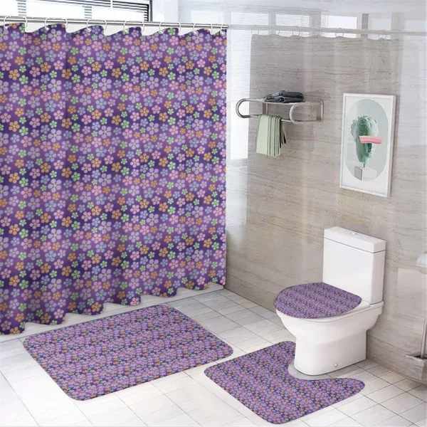 Graphical Flower Elements on a shower curtain