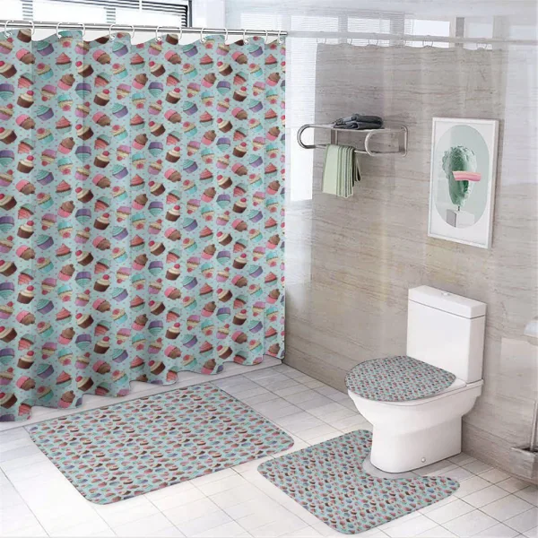 Hearts and Cupcakes on a shower curtain