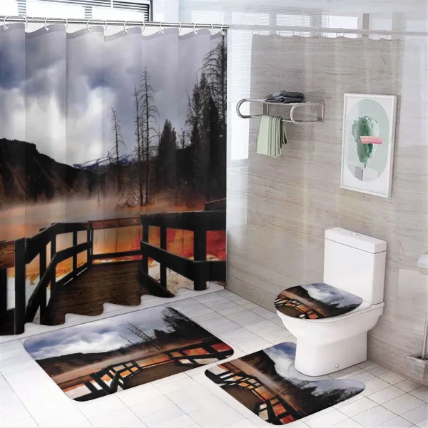 Hot Spring Scenery on a shower curtain
