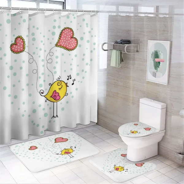Love Bird Heart on a shower curtain
