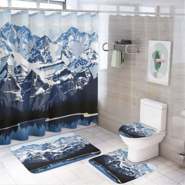 Mountain with Snow View on a shower curtain