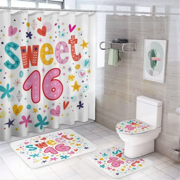New Age Hearts Blooms on a shower curtain