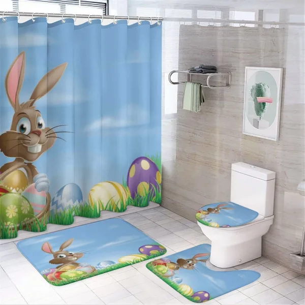 Painted Easter Eggs on a shower curtain