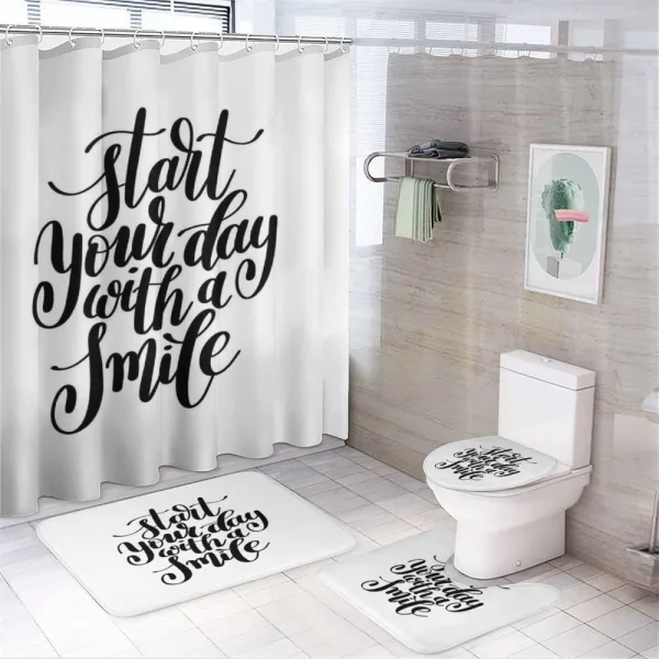 Positive Thoughts Sign on a shower curtain