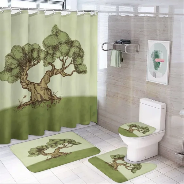 Spring Season Hills Olive on a shower curtain