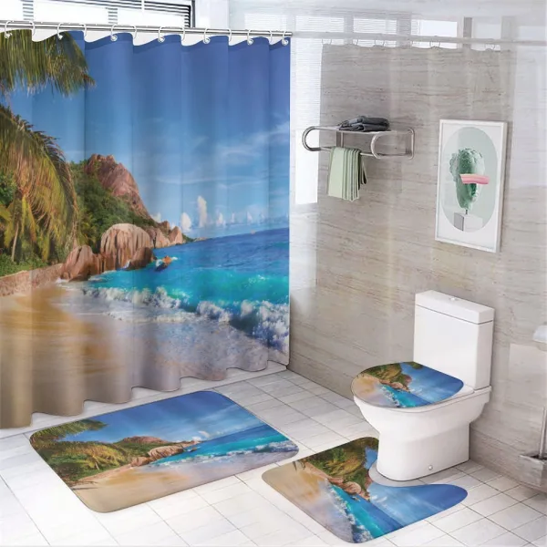 Summer Ocean and Palm Trees on a shower curtain