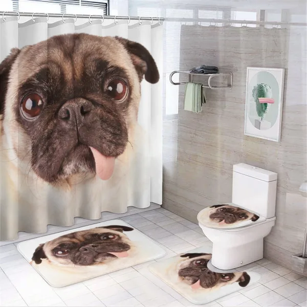 Upset Dog Sad Eyed Pet on a shower curtain