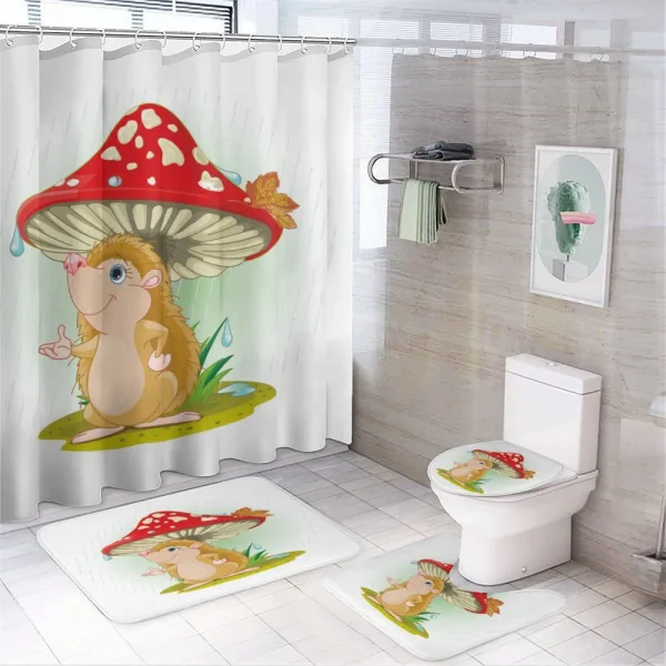 Vivid Colored Cartoon on a shower curtain