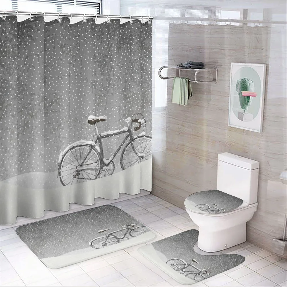 Bicycle Snow Calm Scene — Your design