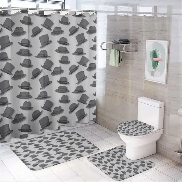 Doodle Drawn Hats on a shower curtain